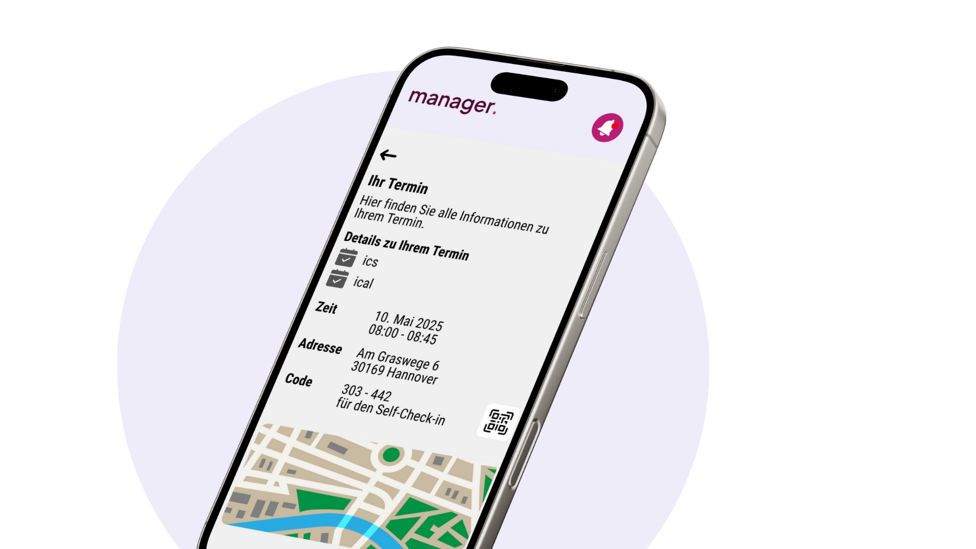 Webinar Self Check in Mockup vom Smartphone